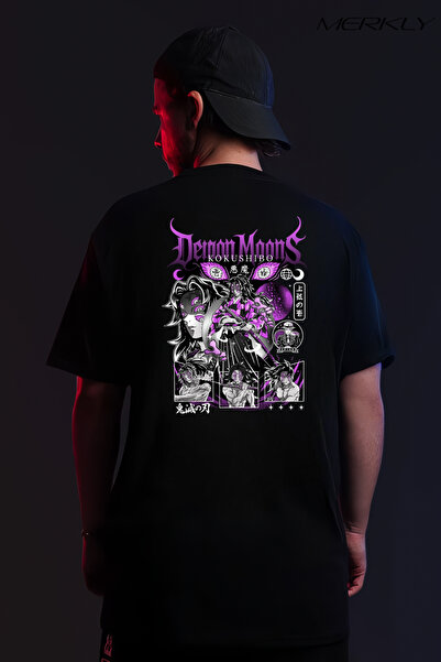 barsdepo Tricou Demon Slayer cu imprimeu , supradimensionat Tricou negru unis...