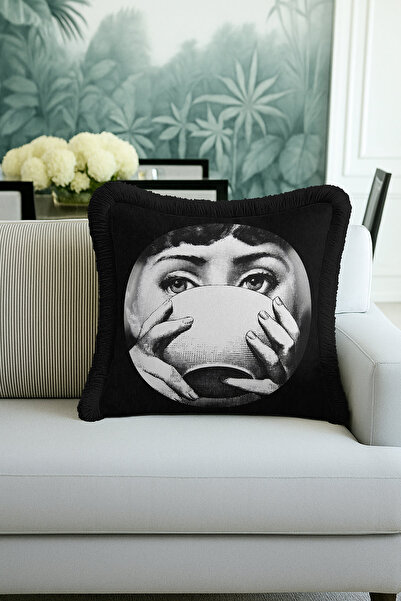 Evimde Bambaşka Husă de pernă cu franjuri cu motiv de artă legendară - Husă d...