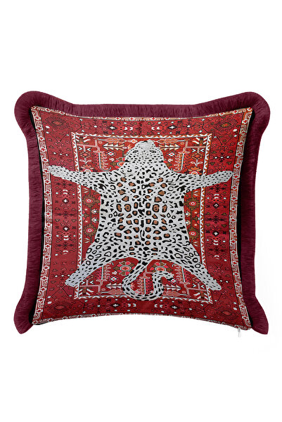 Evimde Bambaşka Луксозна калъфка за възглавница с леопардов принт и ресни - Б...