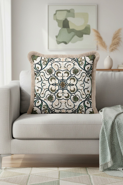 Evimde Bambaşka Husă de pernă cu franjuri de lux cu motiv Palace elegant - Hu...