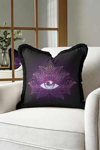 Evimde Bambaşka Husă de pernă cu franjuri cu model Mystic Eye - Husă de pernă...