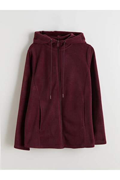 LC Waikiki LCWAIKIKI BasicMürdüm Kapüşonlu Kadın Fermuarlı Sweatshirt