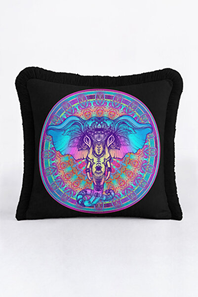 Evimde Bambaşka Εθνοτική ινδική μαξιλαροθήκη με κρόσσια - Μαξιλαροθήκη με φού...