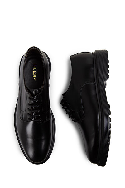 Deery Açma Leather Black Men's Casual Shoes