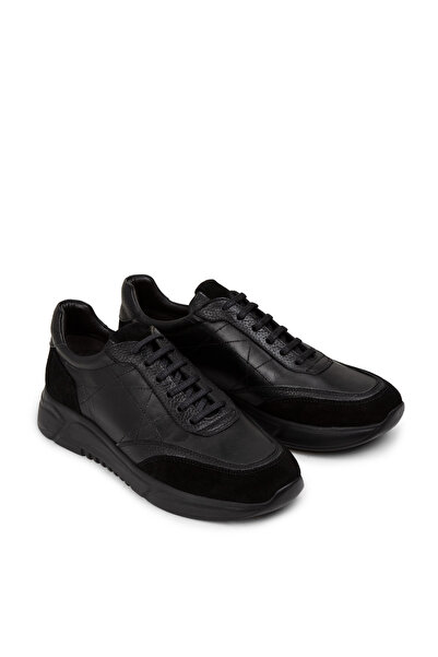 Deery Genuine Leather Men's Black Sneakers