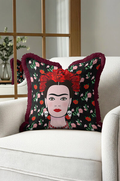 Evimde Bambaşka Husă de pernă cu franjuri pentru femei, cu flori artistice - ...