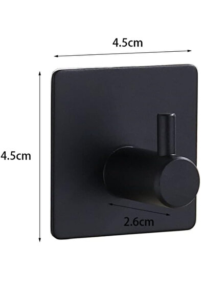 OEM Set of 6 self-adhesive hooks, stainless steel, Black, Premium
