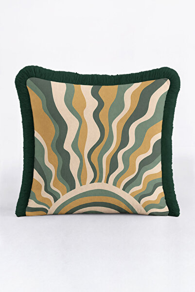 Evimde Bambaşka Husă de pernă cu franjuri Retro Wave Energy - Husă de pernă c...