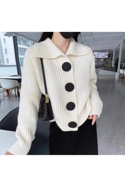 miyoshi Devrik Collar Buttoned Knitwear Women's Cardigan