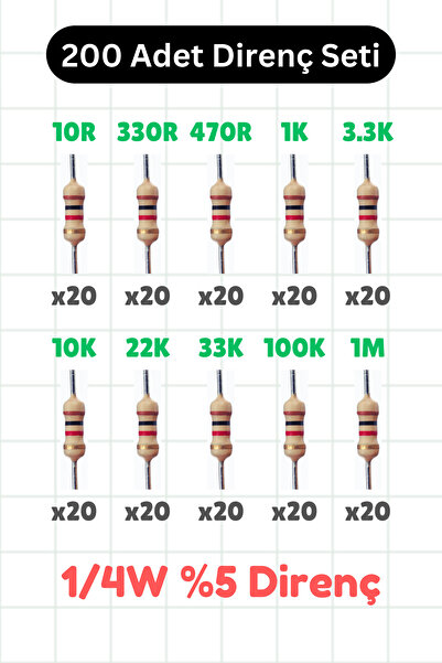 Scordion Elektronik Full Set - 367 Parça - Direnç, Kondansatör, Transistör, Diyot ve LED Seti
