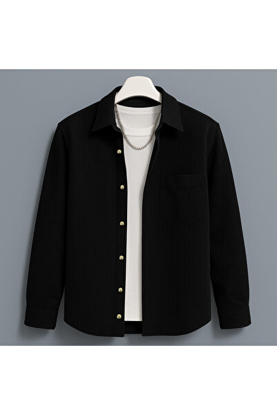 YNGMENCLASS Velvet Jacket Looking Cotton Textured Shirt