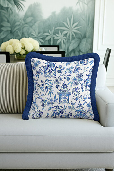 Evimde Bambaşka Husă de pernă cu franjuri cu motiv de cărămidă - Husă de pern...