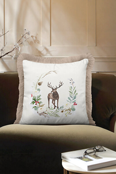 Evimde Bambaşka Husă de pernă cu franjuri cu coroană de pădure naturală - Hus...