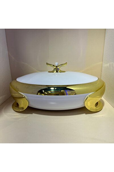 GOLDEN FİRE Golden Fire Food Container, White - Gold (4 Liters), Made in Taiwan