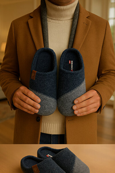 Behtah Kundura Men's Winter House Slippers Comfortable Sole Warm Washable Home Slippers