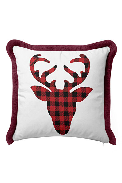 Evimde Bambaşka غطاء وسادة مزين بشراشيب على شكل غزال منقوش - غطاء وسادة مزين ...