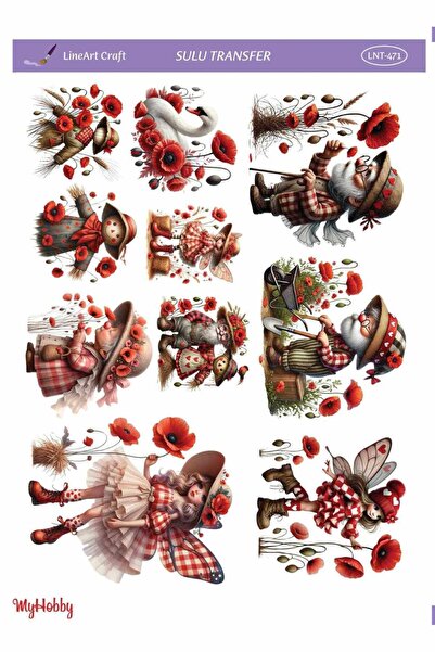 LİNEART Sulu Transfer No:LNT471-25x35cm