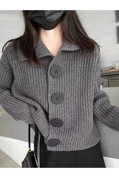 miyoshi Devrik Collar Buttoned Knitwear Women's Cardigan