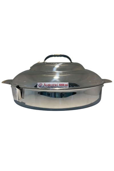 SANJANA Shamsi Indian Food Container Oval - Silver - Gold 6000 ml