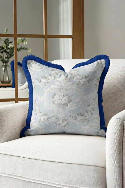 Evimde Bambaşka غطاء وسادة مزين بشراشيب بنمط باروكي - غطاء وسادة فاخر كلاسيكي...