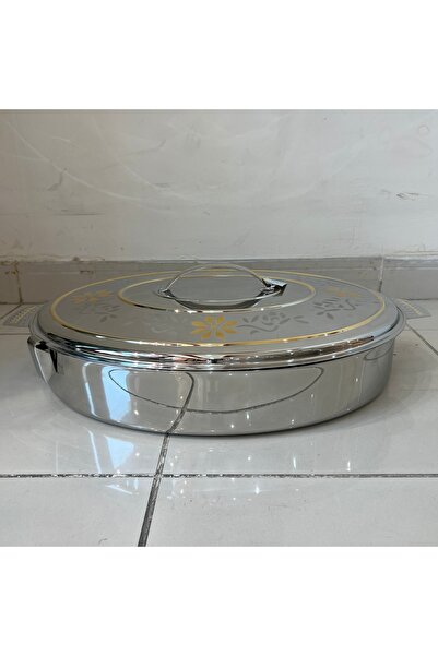 SANJANA Shams Stainless Steel Food Container (Rectangle) Silver - Classic Gold 9000ml