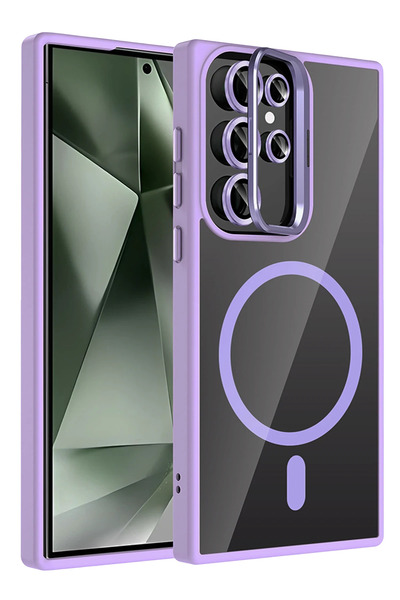 Fuchsia Samsung Galaxy S24 Ultra MagSafe Stand Case with Removable Lens - Purple