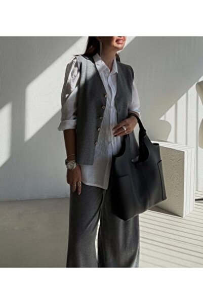 Lavanta Tekstil Knitted Vest Pants Set
