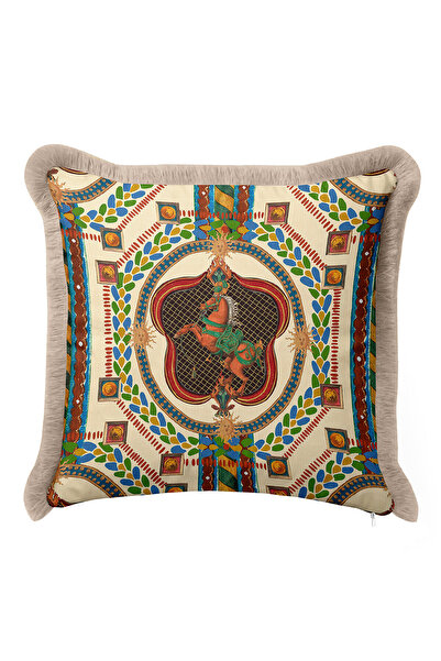 Evimde Bambaşka غطاء وسادة فاخر بتصميم باروكي مع شراشيب - غطاء وسادة عرقي مع ...