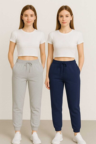 TREND ALİSSE 2 ΤΕΜΑΧΙΑ ΣΚΟΥΡΟ ΜΠΛΕ-ΓΚΡΙ Φούτερ Φόρμας Τυπικής Εφαρμογής Κανον...