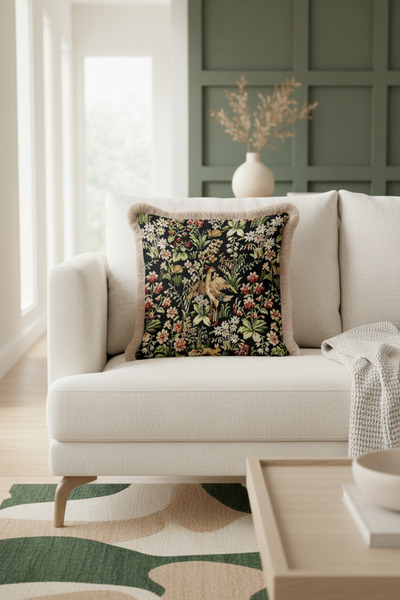 Evimde Bambaşka غطاء وسادة فاخر مزين بالزهور على شكل طائر باروكي - غطاء وسادة...