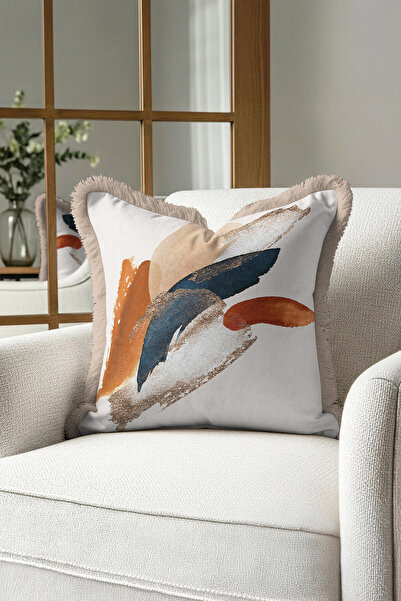 Evimde Bambaşka غطاء وسادة ذو شراشيب ذهبية اللون من الفن الحديث - غطاء وسادة ...