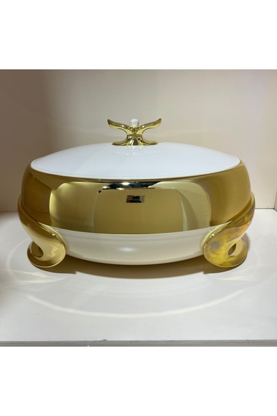 GOLDEN FİRE Golden Fire Food Container, White - Gold (6 Liters), Made in Taiwan