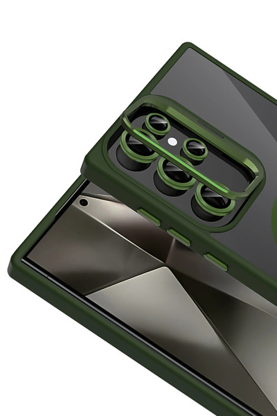 Fuchsia Samsung Galaxy S23 Ultra Remim Lens Cover with Magsafe Stand - Dark Green