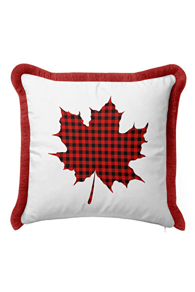 Evimde Bambaşka غطاء وسادة مزين بأوراق الشجر - غطاء وسادة مزين بشراشيب باللون...