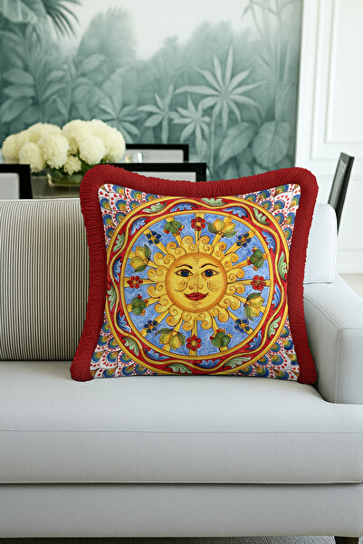 Evimde Bambaşka Mediterranean Luxury Fringed Pillowcase - Colorful Bohemian R...