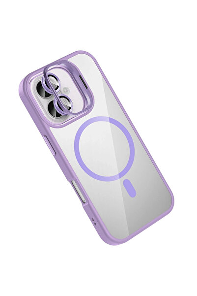 Fuchsia Apple iPhone 16 Plus Remim Lensli Magsafe Standlı Kapak - Lila