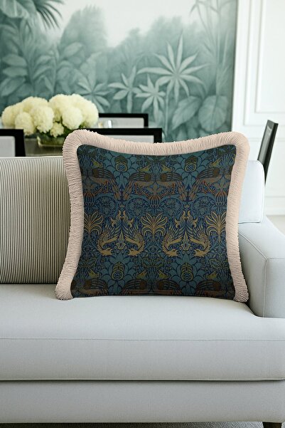 Evimde Bambaşka غطاء وسادة مزين بشراشيب بنمط باروكي - غطاء وسادة كلاسيكي بوهي...