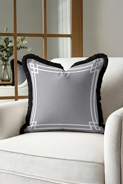 Evimde Bambaşka Husă de pernă cu franjuri, elegantă, geometrică, avangardistă...