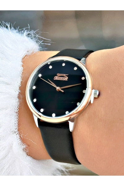 Slazenger Leather Cord 3 Atm Water Resistant Black Color Women Wristwatch 2051