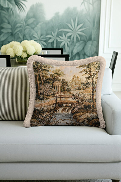 Evimde Bambaşka Husă de pernă cu franjuri de lux Vintage Palace Garden - Husă...
