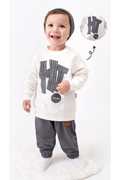 Bolly Baby Hi Printed Beret Off-Shoulder Oversized Seasonal Baby Boy Suit