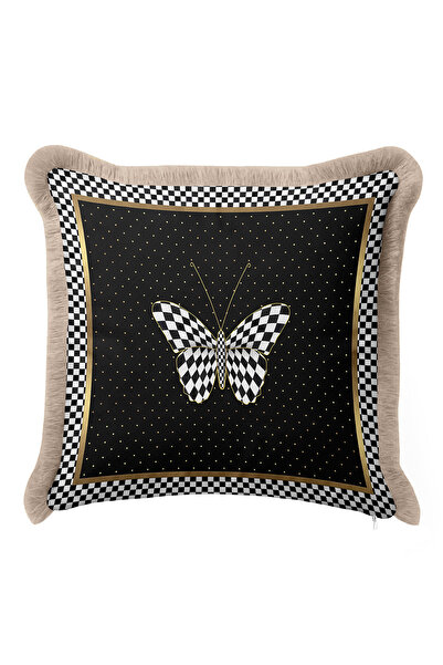 Evimde Bambaşka غطاء وسادة فاخر مزين بالشراشيب - غطاء وسادة مزين بشراشيب بلون...