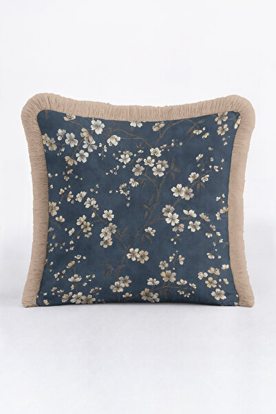 Evimde Bambaşka Husă de pernă cu franjuri cu motiv floral rafinat - Spring Br...