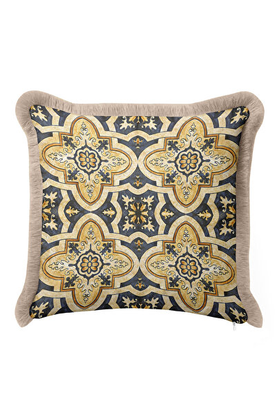 Evimde Bambaşka غطاء وسادة فاخر بتصميم إيطالي - غطاء وسادة مزين بشراشيب بتصمي...