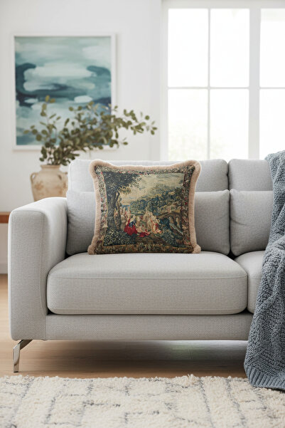 Evimde Bambaşka Barok Avangard Saçaklı Yastık Kılıfı-Saray Eskitme Vintage Te...