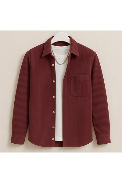 YNGMENCLASS Velvet Jacket Looking Cotton Textured Shirt