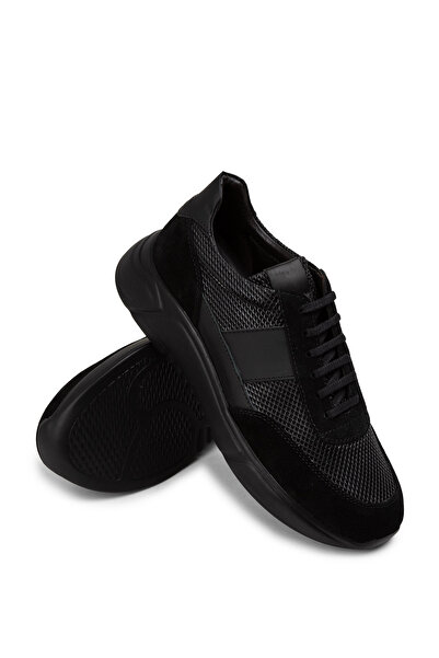 Deery Ανδρικά αθλητικά παπούτσια από γνήσιο δέρμα μαύρα