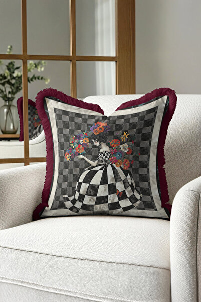 Evimde Bambaşka غطاء وسادة على الطراز الفيكتوري - غطاء وسادة نسائي فني باللون...