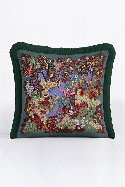 Evimde Bambaşka Husă de pernă elegantă Bird Flower Garden cu franjuri - Husă ...