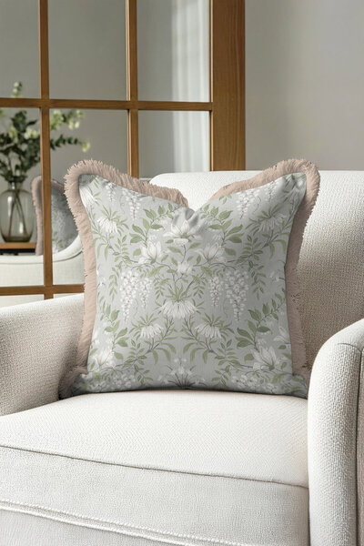 Evimde Bambaşka Husă de pernă cu franjuri cu flori elegante - Husă de pernă c...